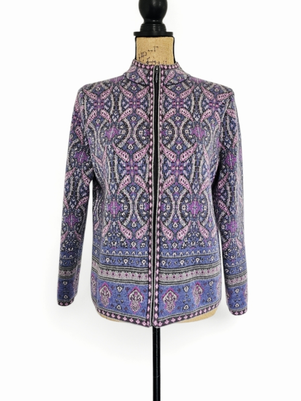 Pendleton Purple 100% Merino Wool Zip Jacket Sweater Purple Blue, Size M
